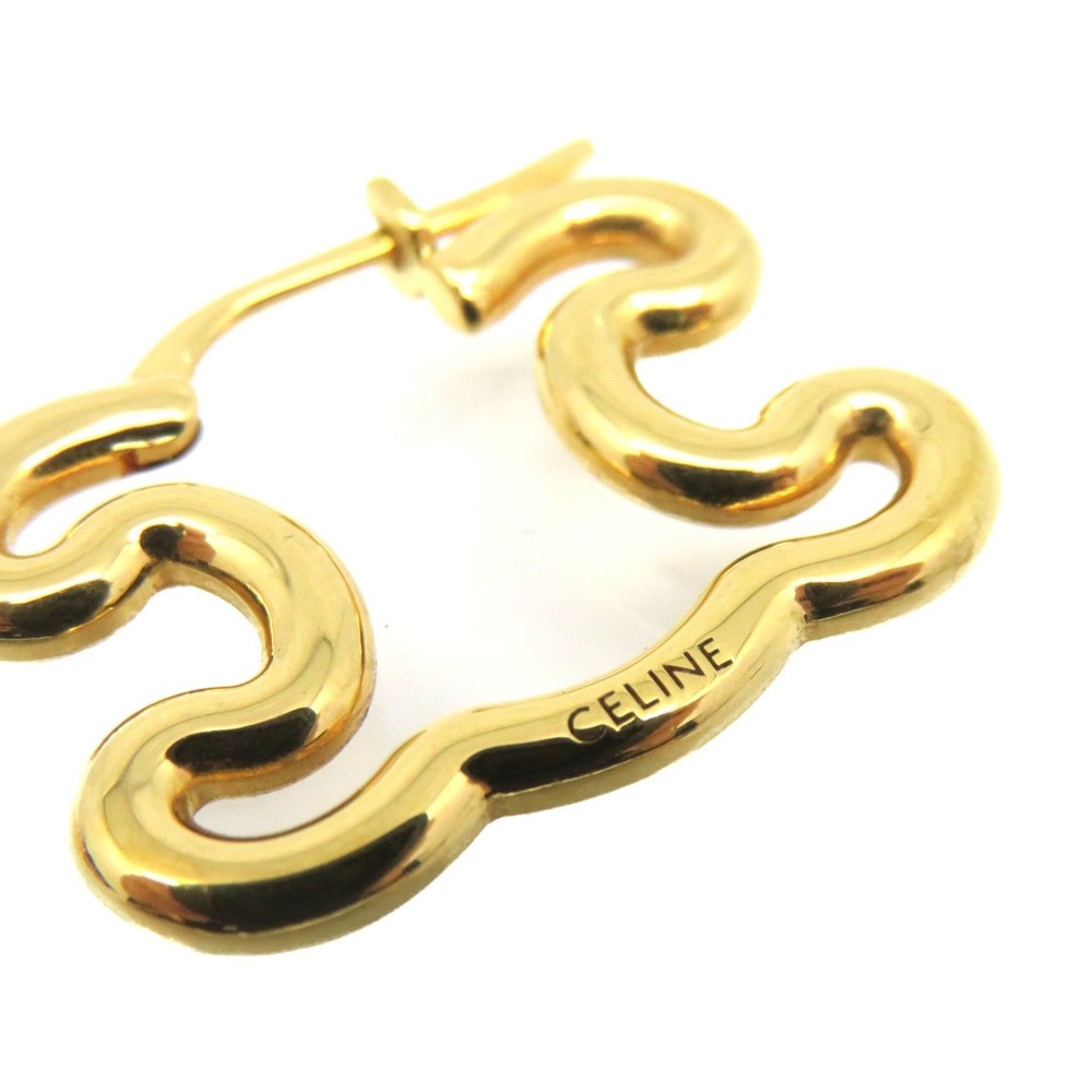 Celine Macadam Logo Gold Earrings Pair With Pouch and Box - Picture 6 of 9